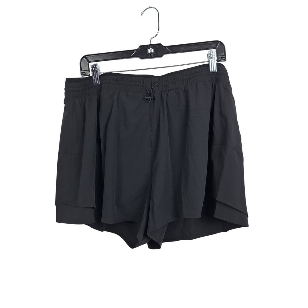 Avia Womens Black Activewear Shorts Size L 12-14 Drawstring Toggle Pockets